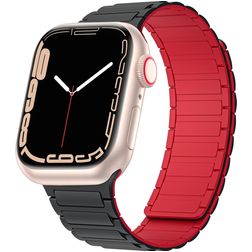 Mobigear Loop Mag Correa Silicona Cierre magnético para Apple Watch - 42/41/40/38 mm - Negro / Rojo