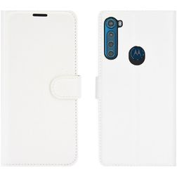 Mobigear Classic Motorola One Fusion Plus Cover a libro portafoglio - Bianco