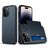 Mobigear Card iPhone 15 Pro Tvrdý plast Zadní kryt odolný proti nárazům s kapsou na karty - Tmavě modrá