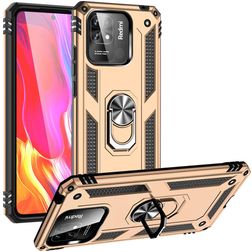 Mobigear Armor Ring Xiaomi Redmi 10C Funda Plástico rígido Carcasa Antigolpes con anillo - Dorado