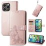 Mobigear Clover iPhone 15 Pro Capa livro Carteira - Rosa dourado