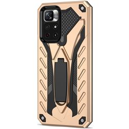 Mobigear Armor Stand POCO M4 Pro 5G Hårdt Bagsidecover Stødsikkert med Stander - Guld