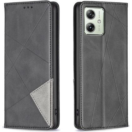 Mobigear Rhombus Slim Motorola Moto G54 Lompakkokotelo - Musta