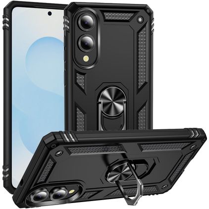 Mobigear Armor Ring Samsung Galaxy S25 Edge Plástico rígido Capa traseira Antichoque com anel - Preto