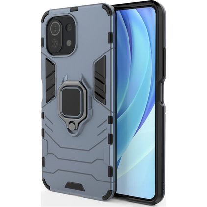 Mobigear Armor Ring Xiaomi Mi 11 Lite Hard Case Back cover Shockproof with Ring Holder - Blue