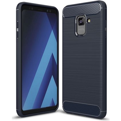 Mobigear Brushed Slim Samsung Galaxy A8 (2018) Flexibel TPU Skal - Marinblå