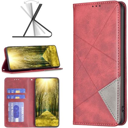 Mobigear Rhombus Slim Motorola Edge 40 Cover a libro - Rosso