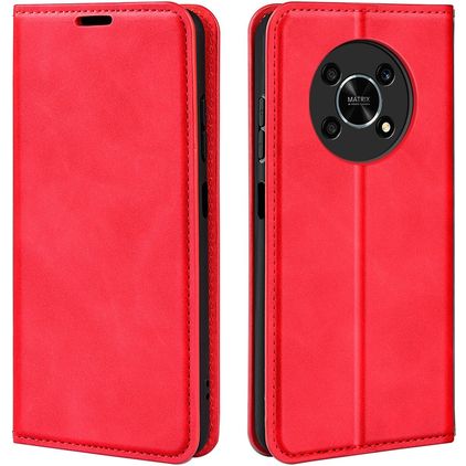 Mobigear Retro Slim HONOR Magic 4 Lite Plånboksfodral med sedelfack - Röd