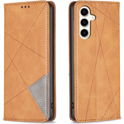 Mobigear Rhombus Slim Samsung Galaxy S24 FE Cover a libro - Cognac