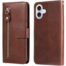 Mobigear Zipper iPhone 17 Knížkové pouzdro Peněženka - Hnědá