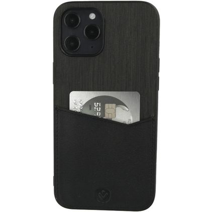 Valenta Card Slot iPhone 12 Pro Max Ægte læder Bagsidecover med kortholder - Sort