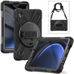 Xccess Survivor All-round Samsung Galaxy Tab A9 (2023) Fodral Hårdplast / Silikon Skal + Axelrem + Ställ - Svart