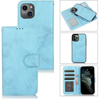 Mobigear Wallet iPhone 13 Pro Funda tipo libro 2 en 1 con carcasa extraíble Cartera - Azul bebé