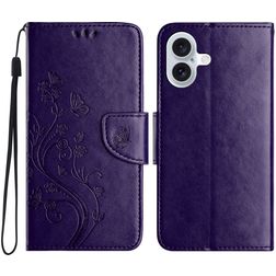Mobigear Flowers iPhone 16 Plus Capa livro Carteira - Roxo