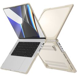 Mobigear Shockproof MacBook Pro 14 polegadas (2021-2026) Capa rígida para MacBook - Cinzento-acastanhado - Modelo A2442 / A2779 / A2918 / A2992 / A3401 / A3112 / A3434 / A3427 / A3426
