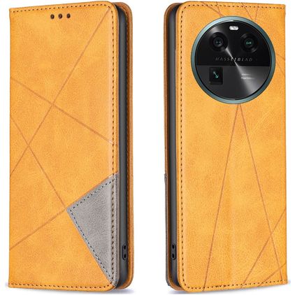Mobigear Rhombus Slim OPPO Find X6 Capa livro - Conhaque