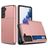 Mobigear Card Samsung Galaxy S21 Plus Hårdt Bagsidecover Stødsikkert med kortholder - Rosaguld