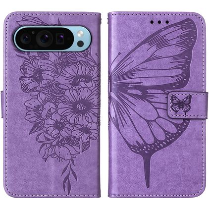 Mobigear Butterfly Google Pixel 9 Capa livro Carteira - Roxo