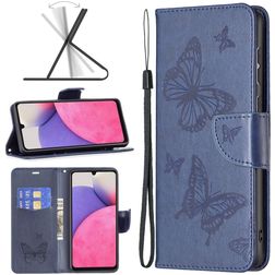 Mobigear Butterfly Samsung Galaxy A33 Pungetui med Seddelrum - Blå