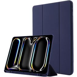 Mobigear Tri-Fold Gel iPad Pro 11 tum (2024) TPU / Konstläder Plånboksfodral + Pennhållare - Mörkblå