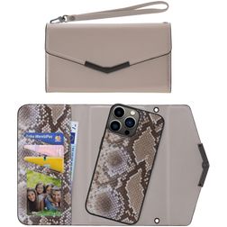 Mobilize Elegant Magnet iPhone 13 Pro Etui Kopertówka 2w1 z odpinanym etui - Beige Snake