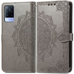 Mobigear Mandala Vivo V21 Lompakkokotelo + Setelitasku - Harmaa