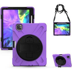 Mobigear SureGrip XGuard iPad Pro 11 tommer (2021) Cover Hård plast / Silikone Bagsidecover + Stylus-holder + Skulderrem + Stander - Sort / Lilla