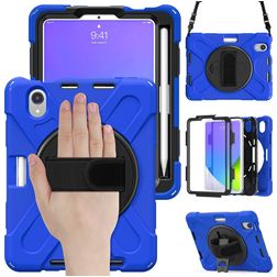 Mobigear SureGrip XGuard iPad Mini 6 (2021) Plastica rigida / Silicone Back cover + Portapenna + Tracolla + Supporto - Blu