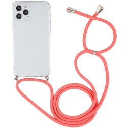 Mobigear Lanyard iPhone 12 Pro Max Joustava TPU Suojakuori kaulanauhalla - Läpinäkyvä / Punainen