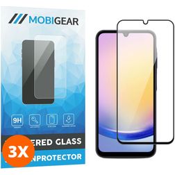Mobigear Premium Samsung Galaxy A25 Tempered Glass Screen Protector - Case Friendly - Black (3-Pack)