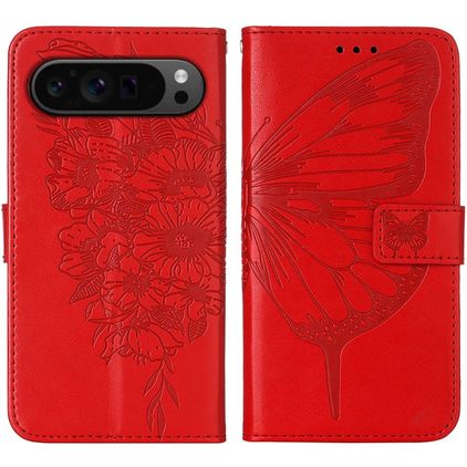 Mobigear Butterfly Google Pixel 9 Pro Cover a libro portafoglio - Rosso