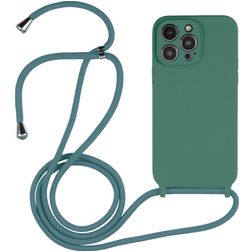 Mobigear Lanyard iPhone 15 Pro Silikone Cover med snor - Grøn