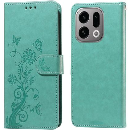 Mobigear Flowers OPPO Find X9 Knížkové pouzdro Peněženka - Zelená