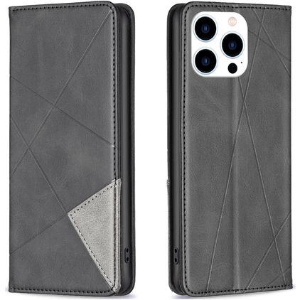 Mobigear Rhombus Slim iPhone 16 Pro Max Knížkové pouzdro - Černá