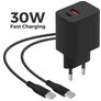 Mobiparts Wall Charger Dual USB / USB-C USB-C 1 Meter Power Delivery 30W 3A - Black