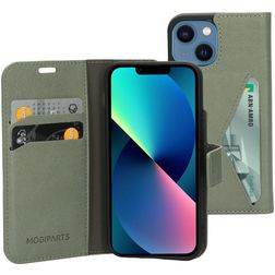 Mobiparts Classic Wallet iPhone 13 Mini Plånboksfodral med sedelfack - Stone Green