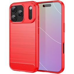 Mobigear Brushed Slim iPhone 18 Pro Fleksibel TPU Bagsidecover - Rød