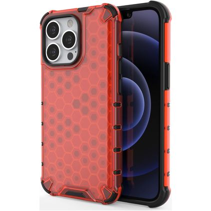 Mobigear Honeycomb iPhone 14 Plástico rígido Capa traseira Antichoque - Vermelho