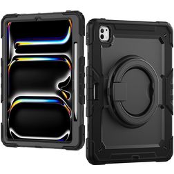 Mobilize Rotating Defender iPad Pro 13 cali (2024) Etui Tworzywo sztuczne / Silikon Etui plecki + Pasek na ramię + Podstawka - Czarny