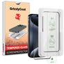 GrizzlyCoat AlignPro iPhone 15 Vidro temperado Película de ecrã - Compatível com capas + Moldura de instalação - Preto
