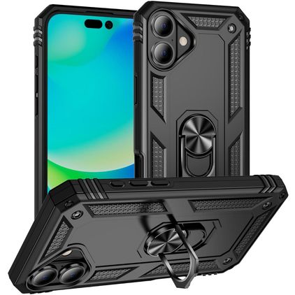 Mobigear Armor Ring iPhone 17 Hard Case Back cover Shockproof with Ring Holder - Black
