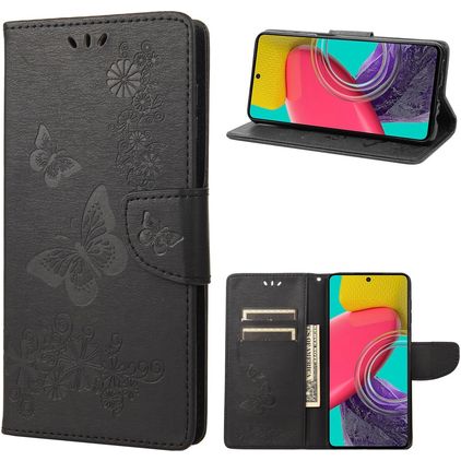 Mobigear Butterfly Samsung Galaxy M53 Pungetui med Seddelrum - Sort