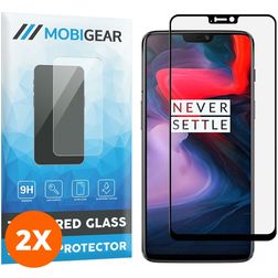 Mobigear Premium OnePlus 6 Härdat glas Skärmskydd - Skalvänligt - Svart (2-pack)
