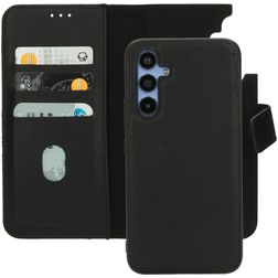 Mobiparts Samsung Galaxy A54 Cover Vera pelle Cover a libro 2 in 1 con guscio estraibile a portafoglio - Nero