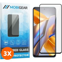 Mobigear Premium POCO M5s Szkło hartowane Ochrona ekranu - Kompatybilna z etui - Czarny (3 szt.)