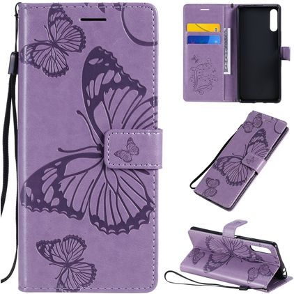 Mobigear Butterfly Sony Xperia L4 Pungetui med Seddelrum - Lilla