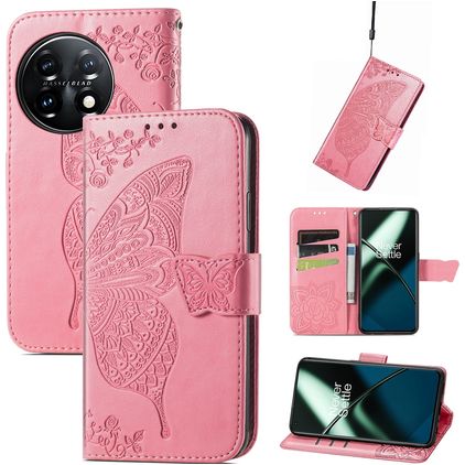 Mobigear Butterfly OnePlus 11 Wallet case - Pink