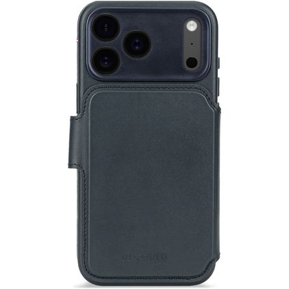 Decoded Detachable Wallet iPhone 17 Pro MagSafe Fodral Äkta läder 2-i-1-plånboksfodral med löstagbart skal med sedelfack - Navy Shadow