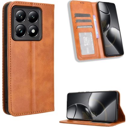 Mobigear Sensation Xiaomi 14T Capa livro Carteira - Castanho