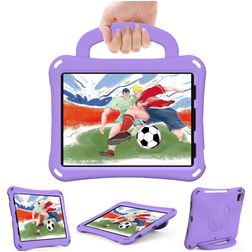 Mobigear Football iPad Air 11 polegadas (2025) Espuma EVA Capa traseira + Alça de ombro + Suporte - Roxo